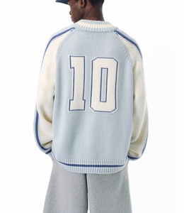2025 Custom Fashion Zip-Up Blue Knit <strong>Cardigan</strong> <strong>for</strong> <strong>Men</strong> <strong>Long</strong> Sleeved Breathable <strong>for</strong> Winter OEM &amp; ODM - Product Image 3