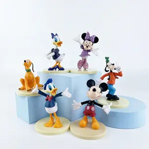 6 pièces/ensemble Mickeys Minnien Mickeys souris Clubhouse modèle jouets assis Goofy Mickeys souris Donaldn canard modèle décoration