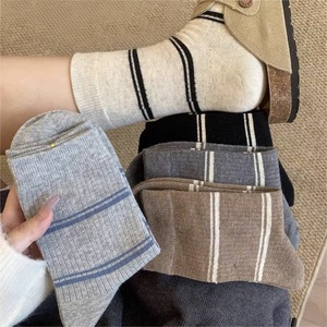 Women's Slouch <b>Socks</b> Mid-Calf Striped Checkered Breathable Casual <b>Socks</b> Random Colors Polyester Fiber - Product Image 1