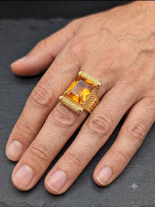 Fashion Jewelry Men's Gold Plated <b>Ring</b> Crafted from Copper & Brass Classic <b>Statement</b> Finger <b>Ring</b> for Festival Wedding Celebrate - Product Image 6