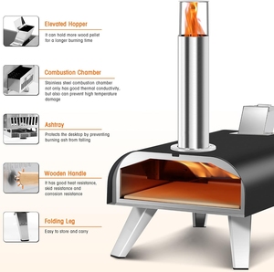 <span class=keywords><strong>เตา</strong></span>อบพิซซ่าแบบตั้งโต๊ะ สีดำ ทำจากสแตนเลส ใช้สำหรับย่างไก่ ปีกไก่ <span class=keywords><strong>ปลา</strong></span> เนื้อวัว เหมาะสำหรับสวนและสไตล์เรสติก - Product Image 3