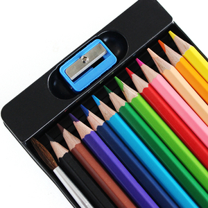 Carte Blister 12 couleurs en bois soluble dans l'eau ensemble de crayons de couleur avec <span class=keywords><strong>taille</strong></span>-<span class=keywords><strong>crayon</strong></span> et pinceau pour l'école des enfants - Product Image 3