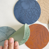 Posavasos Redondos Impermeables con Patrones Impresos, Salvamanteles de Cuero para Escritorios y Mesas