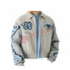 Vente en gros de veste universitaire de haute qualité avec broderie de logo personnalisé pour hommes veste OEM décontractée à fermeture éclair - Product Image 1