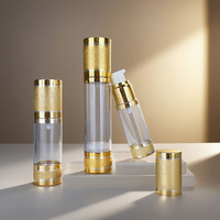 Flacon de sérum cosmétique 1oz 30ml 50ml 100ml, flacons pompe sans air en plastique doré pour emballages de luxe pour produits de beauté