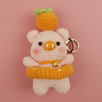 Gantungan Kunci Amigurumi Buah Hewan Lucu Buatan Tangan Grosir Rajutan Oranye Stroberi Pelampung Renang Babi Gantungan Tas Liontin Boneka