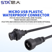 Cable de Datos Micro USB a USB Impermeable, Conector Circular Macho-Hembra para Montaje en Panel PCB, Adaptador de Conector PCB