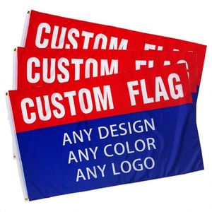 Drapeaux et bannières personnalisés en polyester 100% - Vente en gros - N'importe quel logo, n'importe quel design, n'importe quelle taille - Bleu, rouge - Product Image 4