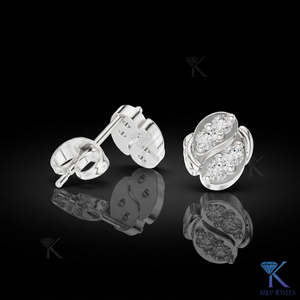 Lab Grown Diamond Luxury Yin Yang Swirl <b>Stud</b> Earrings 5 Stone Cluster 14K 18K Solid Gold KRUP JEWELS Women's Jewelry Bridal - Product Image 2