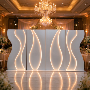 Telones de Fondo para Bodas 2026, con Luces LED Blancas, Pared Ondulada Brillante, Soporte Metálico Resistente para Eventos y Bodas - Product Image 3