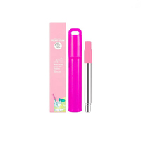 Pailles télescopiques réutilisables pailles métalliques en acier inoxydable ensemble de pailles pliantes avec étui brosse de nettoyage
