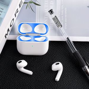 Avec emballage Accessoire pour écouteurs Protection contre la poussière Boîte de chargement sans fil Autocollant métallique anti-poussière pour Airpods Pro <span class=keywords><strong>2</strong></span> 3 4 - Product Image 1