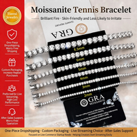 Bracelet Tennis en Moissanite D VVS en Gros, Plusieurs Tailles 2mm-5mm, Double Fermoir de Sécurité pour Hommes et Femmes