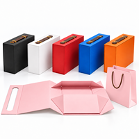 Collection de boîtes cadeaux rigides pliables de luxe personnalisées, emballage plat pour économiser sur les frais de livraison, couleur personnalisée, logo, ruban magnétique, poignée, sac en papier