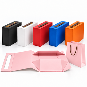 Custom Luxury Foldable Rigid Gift <b>Box</b> <b>Collection</b> Flat Pack Save Shipping Cost Custom Color Logo Magnetic Ribbon Handle Paper Bag - Product Image 2