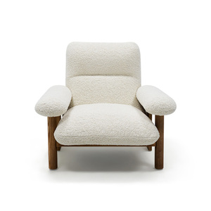 Fauteuil individuel style crème, moderne, tendance, fauteuil de relaxation pour salon et chambre, simple, en velours français - Product Image 4