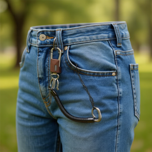 Portachiavi a molla Ilan 21 cm con gancio in metallo nero per chiavi e pantaloni - Product Image 2