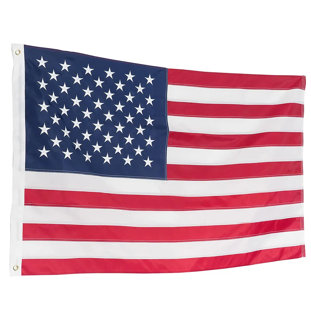 Huiyi 3x5ft अमेरिकी ध्वज हाथ 210D नायलॉन गुणवत्ता मुद्रण हमें कशीदाकारी अमेरिकी ध्वज