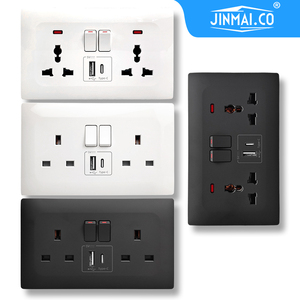 Jinmai UK Standard 13A USB Plug Wall Socket with Light Switch 250V Universal 1 Outlet 2 USB a 2 Type-C <strong>Ports</strong> Plastic <strong>White</strong>/Black - Product Image 4