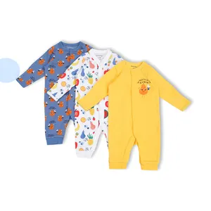 Bán Buôn Trẻ Sơ Sinh Bé Bông Dài Tay Áo Rompers Đồ Ngủ Toddlerl Quần Áo Mềm 3 Gói Đặt Bé Jumpsuit Sleepsuit Quần Áo