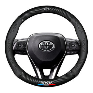 Fundas para <span class=keywords><strong>Volante</strong></span> de Alcántara, Funda para <span class=keywords><strong>Volante</strong></span> de Coche de Fibra de Carbono con Logotipo para <span class=keywords><strong>Toyota</strong></span> Avalon <span class=keywords><strong>Corolla</strong></span> Camry Hilux Highlander - Product Image 1