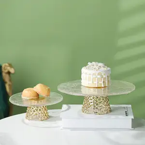 Suporte de vidro sobremesa novo design, bandeja de servir, suporte de bolo de chá alto