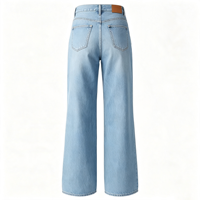 Jeans Baggy de Cintura Alta para Mujer, 100% Algodón, Cintura Ajustable, Pantalones de Mezclilla, Venta al Por Mayor de Fábrica