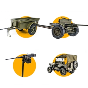 อะไหล่รถจี๊ป RocHobby Willys ขนาด 1/6 รุ่น <span class=keywords><strong>1941</strong></span> MB ปืนต่อต้านรถถัง/ รถพ่วง/ ปืนกล/ หลังคาผ้าใบ สำหรับรถ Crawler ของกองทัพ - Product Image 1