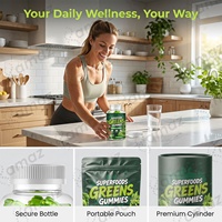 Gummies Super Greens Vegan Faible en Sucre, Mélange de Fruits et Légumes avec Chou Frisé, Épinards, Vitamines et Formule de Soutien Antioxydant