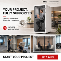 Cabine de bureau acoustique modulaire Ergonovapro, cabine téléphonique insonorisée, cabine de réunion privée, espace de travail silencieux, bureau individuel