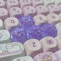 Capuchons de touches rétroéclairés en résine motif patte de chat de dessin animé pour claviers mécaniques de jeu, avec lumière changeante de couleur et porte-clés – Durable et transparent