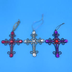 Christmas Pendant Cross Alloy Ornament With Rhinestones For Tree <b>Decoration</b> Unisex <b>Winter</b> 2024 Shenzhen Made - Product Image 1