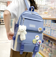 Sac à dos léger pour enfants, motif dessin animé, avec breloque, fermeture à boucle, poche latérale, bretelles réglables, 0,27 kg, pour adolescents, OEM