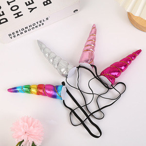 <span class=keywords><strong>Serre</strong></span>-tête en métal en forme de corne de <span class=keywords><strong>licorne</strong></span>, accessoire de cosplay élastique pour enfants et adultes, idéal pour Halloween et les fêtes d'anniversaire - Product Image 3