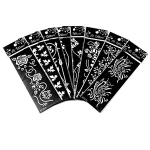 Plantilla de tatuaje floral de PET, plantilla temporal de tatuaje de henna para arte corporal - Product Image 5
