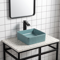 Lavabo de salle de bain en céramique émaillée cuite à haute température, style européen de luxe, couleur mate, en porcelaine, à poser sur comptoir