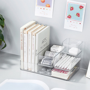 Organisateur de bureau en acrylique transparent, boîte de rangement compartimentée empilable pour papeterie et cosmétiques - Product Image 3