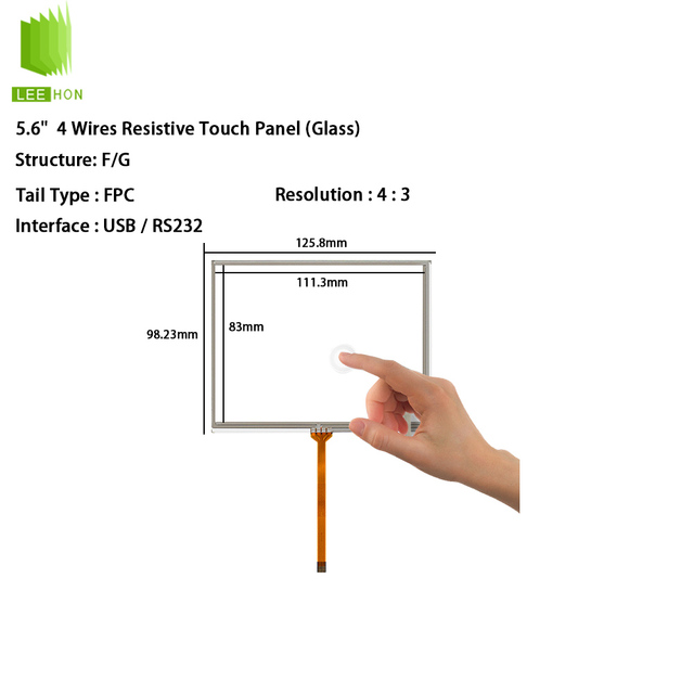5.6 " 640*480 LCD RTP USB / RS232 Interface LH05604 4 Wires Resistive Touch Panel 5.6 Inch Touch Screen