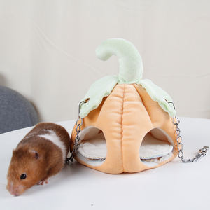 Recién llegado, cama de animales pequeños, nido de algodón con forma de calabaza cálida para hámster y conejillo de indias, casa de cama para mascotas con patrón sólido - Product Image 4