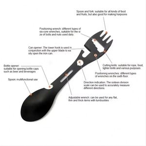 Cuchara y Tenedor para Exteriores, Herramienta Versátil para Camping, Abrebotellas Ligero, Utilidad de Supervivencia con Silbato y Cuchillo para Cocina - Product Image 3