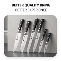 Juego de Cuchillos de Cocina Profesionales de 6 Piezas, Acero Alemán X50CrMoV15, Cuchillos de Acero Inoxidable con Mangos Ergonómicos de Pakkawood para OEM