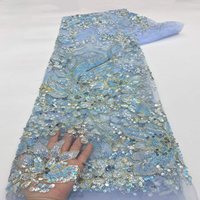 Dentelle brodée en tulle perlée pour robe de mariée d'Asie du Sud-Est, maille avec paillettes brillantes, dentelle perlée à la main