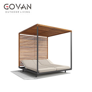 فندق كبير المظلة سرير شمسي حديقة بركة ماء الباحة نحى الألومنيوم مزدوج المتسكع الأثاث مربع في الهواء الطلق في الهواء الطلق - Product Image 3