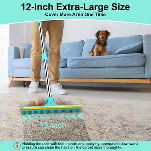 Lüks özel 3-in-1 Pet saç çıkarıcı süpürge kullanımlık 60 \ "kediler için ayarlanabilir uzun saplı halı tırmık paslanmaz çelik kauçuk - Product Image 4