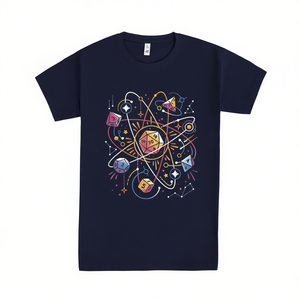 Camiseta Orbital Atomic Dice, diseño gráfico azul oscuro, ropa para jugadores - Product Image 2