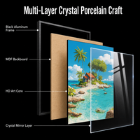 Art mural moderne en porcelaine cristalline 30x40cm, peinture de paysage tropical avec cadre en aluminium noir pour la décoration de la maison