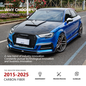 Karbel KB ขอบกันชนหน้าสำหรับรถ <span class=keywords><strong>Audi</strong></span> S3 <span class=keywords><strong>A3</strong></span> <span class=keywords><strong>Sline</strong></span> 2017-2019 <span class=keywords><strong>2018</strong></span>ผลิตตามสั่งแบบแห้งคาร์บอนไฟเบอร์ - Product Image 6