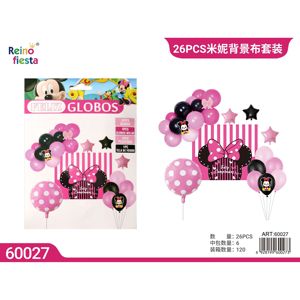 Juego de 26 globos de fiesta rosa y decoraciones de celebración de tela de fondo - Product Image 1