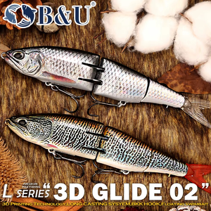 B&U JT42 190mm 48.8g Esca Galleggiante Topwater S-Glide Swimbait con Clip per Amo a Lancio Lungo, Stampa 3D Effetto Pelle Viva, per la Pesca di Spigola e Luccio - Product Image 1
