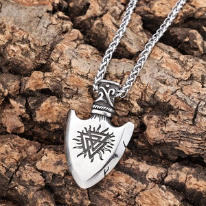 Norse mitologia amuleto scudo pendenti retrò timone in acciaio inossidabile di Awe triangolo Valknut Viking Compass collana <span class=keywords><strong>gioielli</strong></span> - Product Image 2